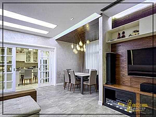 Отделка гостиной 62 м2